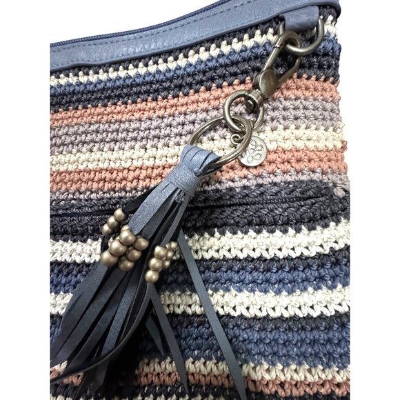 The Sak Striped Crochet Crossbody Bag With Tassel Accent & Adjustable Strap NWOT - Picture 4 of 10